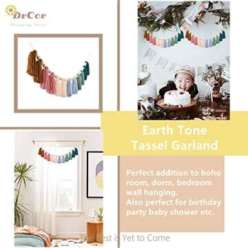 DrCor Boho Yarn Tassel Decor for Kids Room & Parties