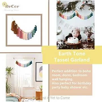 DrCor Boho Yarn Tassel Decor for Kids Room & Parties