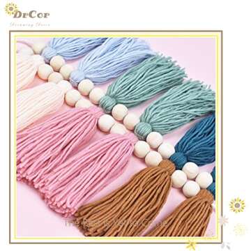 DrCor Boho Yarn Tassel Decor for Kids Room & Parties