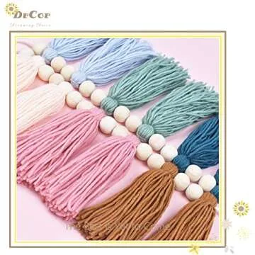 DrCor Boho Yarn Tassel Decor for Kids Room & Parties