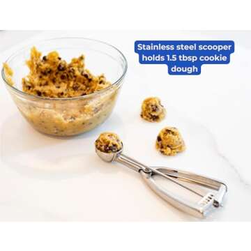 Jenaluca Medium Scoop - Cookie Scoop & Mini Cupcake Scoop - #50 1.5 tablespoon - cookie baking scoop - 18/8 Stainless Steel