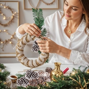 JOHOUSE Natural Pine Cones with Snow for Christmas Decor