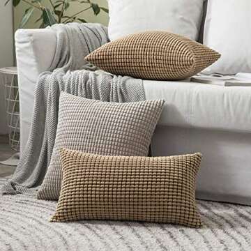 MIULEE Pack of 2 Pillow Covers 18 x 18 Inch Sand Color Super Soft Corduroy Decorative Throw Pillows ...