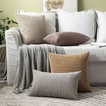 MIULEE Pack of 2 Pillow Covers 18 x 18 Inch Sand Color Super Soft Corduroy Decorative Throw Pillows Couch Home Decor for Cushion Sofa Bedroom Living Room