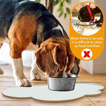 Ptlom Silicone Pet Feeding Mat for Dogs and Cats, High-Lips Pet Placemat Non-Slip Waterproof Bowl Mats Prevent Food and Water Overflow, Puppy Dish Tray Mat Suitable for Small Medium Large Pets, Beige