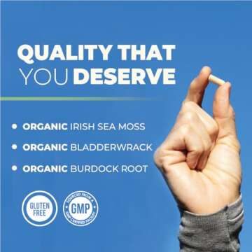 Irish Sea Moss Capsules | With Organic Irish Moss, 300mg Burdock Root & 500mg Bladderwrack Powder | ...