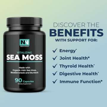 Irish Sea Moss Capsules | With Organic Irish Moss, 300mg Burdock Root & 500mg Bladderwrack Powder | 45-Day Supply | 1300mg Complex | Provides Iodine for Thyroid & Immune Support | 90 Veggie Pills