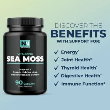 Irish Sea Moss Capsules | With Organic Irish Moss, 300mg Burdock Root & 500mg Bladderwrack Powder | 45-Day Supply | 1300mg Complex | Provides Iodine for Thyroid & Immune Support | 90 Veggie Pills