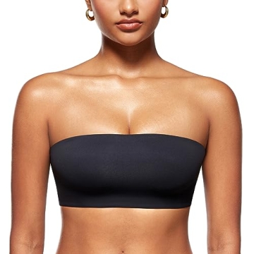 INLYRIC Women's Inbarely Strapless Bandeau Bra Bralette - Seamless Comfort in Black
