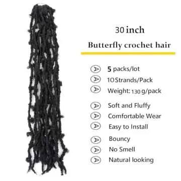 5 Packs 30 Inch Butterfly Locs Crochet Hair for Black Women Distressed Faux Locs Pre looped Pre-twis...