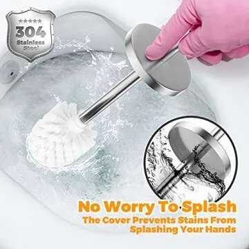 JIGA Toilet Brush and Holder, Stainless Steel Toilet Bowl Brush, Bathroom Toilet Bowl Scrubber Brush with Stiff Bristles