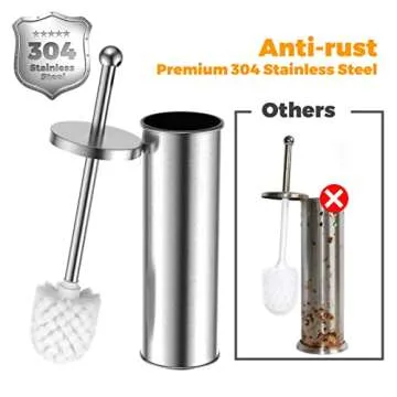 JIGA Toilet Brush and Holder, Stainless Steel Toilet Bowl Brush, Bathroom Toilet Bowl Scrubber Brush with Stiff Bristles