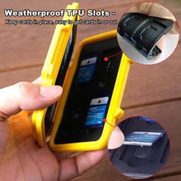 SD Card Holder, Honsky Waterproof Memory Card Holder Case for SD Cards, Micro SD Cards, SDHC SDXC, Yellow
