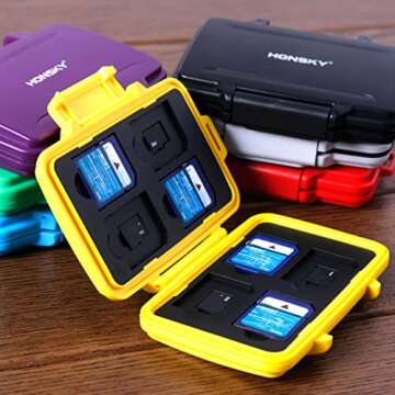 SD Card Holder, Honsky Waterproof Memory Card Holder Case for SD Cards, Micro SD Cards, SDHC SDXC, Yellow