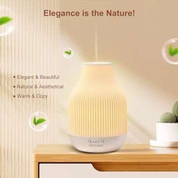 SOICARE Elegant Ceramic Diffuser for Essential Oils with Solid Wood Base,Stone Aromatherapy Essentia...