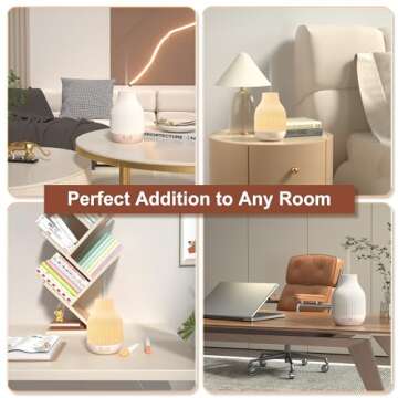 SOICARE Elegant Ceramic Diffuser for Essential Oils with Solid Wood Base,Stone Aromatherapy Essential Oil Diffusers for Home Office Room Decor Gift (180ML)