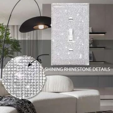 Gaocai Shiny Silver Rhinestones Wall Plates Light Switch Cover Plate Decorative Wall Plate Single Toggle