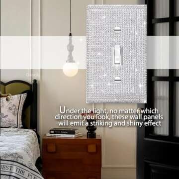 Gaocai Shiny Silver Rhinestones Wall Plates Light Switch Cover Plate Decorative Wall Plate Single Toggle
