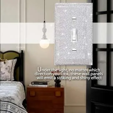 Gaocai Shiny Silver Rhinestones Wall Plates Light Switch Cover Plate Decorative Wall Plate Single Toggle