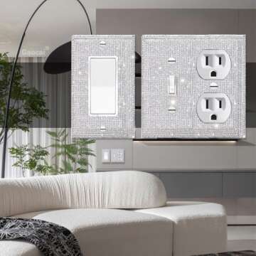 Gaocai Shiny Silver Rhinestones Wall Plates Light Switch Cover Plate Decorative Wall Plate Single Toggle