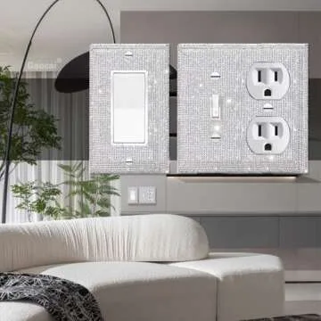 Gaocai Shiny Silver Rhinestones Wall Plates Light Switch Cover Plate Decorative Wall Plate Single Toggle