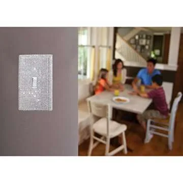 Gaocai Shiny Silver Rhinestones Wall Plates Light Switch Cover Plate Decorative Wall Plate Single Toggle