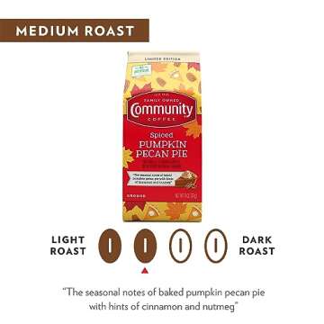 Community Coffee Spiced Pumpkin Pecan Pie Flavored, Medium Roast Ground Coffee, 11 Ounce Bag (Pack of 1)