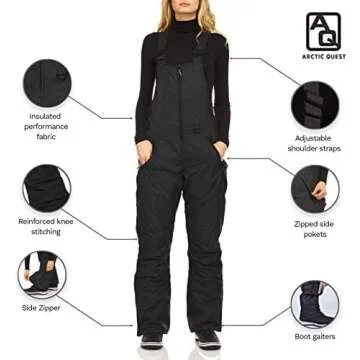 Arctic Quest Women's Insulated Ski Snow Bibs for Winter