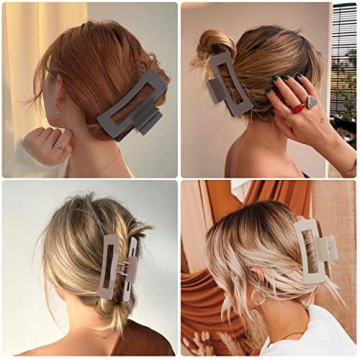 4.1 Inch Large Hair Claw Clips 8 Pcs Rectangle Big Hair Clips for Thick Hair Nonslip Acrylic Banana Jaw Clips Hair Accessories for Women and Girls (Blue Brown)