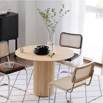 LAKIQ Modern Solid Wood Round Dining Table for Small Spaces