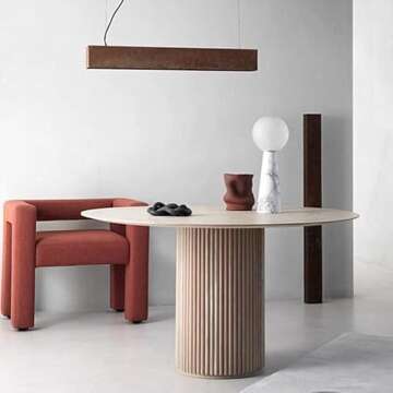 LAKIQ Modern Solid Wood Round Dining Table for Small Spaces