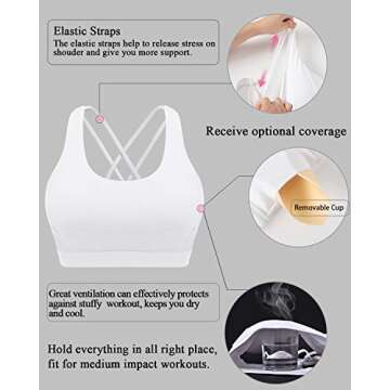 RUNNING GIRL Sports Bra for Women,High Impact Large Bust Padded Sports Bra Fitness Workout Running Yoga Tank Tops(WX2602 White S)
