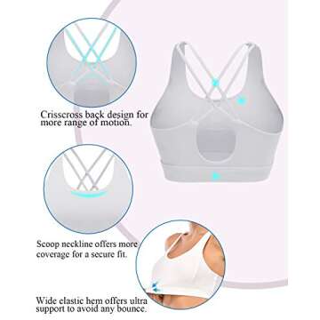 RUNNING GIRL Sports Bra for Women,High Impact Large Bust Padded Sports Bra Fitness Workout Running Yoga Tank Tops(WX2602 White S)