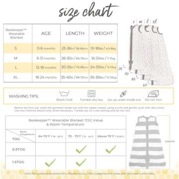 Burt's Bees Baby Baby Beekeeper Wearable Blanket, 100% Organic Cotton, Swaddle Transition Sleeping B...