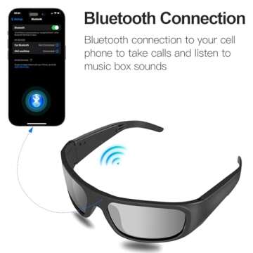 OhO Smart Glasses, Polarized Sunglasses with Bluetooth Speaker, Voice Control, Unisex (Grey Lens)