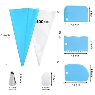 Piping Bags Set 100PCS for Cake Decorating Complete Kit