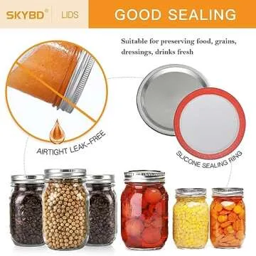 100-Count, WIDE Mouth Canning Lids for Ball, Kerr Jars - Split-Type Metal Mason Jar Lids for Canning - Food Grade Material, 100% Fit & Airtight for Wide Mouth Jars (86mm)