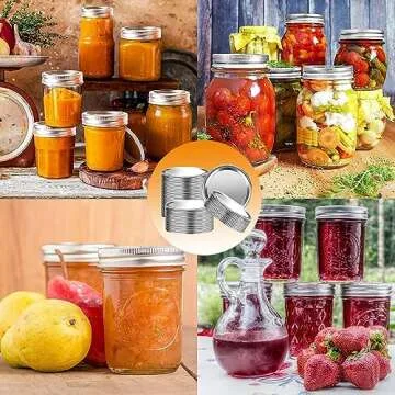 100-Count, WIDE Mouth Canning Lids for Ball, Kerr Jars - Split-Type Metal Mason Jar Lids for Canning - Food Grade Material, 100% Fit & Airtight for Wide Mouth Jars (86mm)