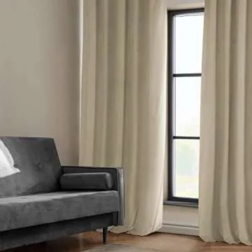 HPD Half Price Drapes Heritage Plush Velvet Curtains 96 Inches Long Room Darkening Curtains for Bedroom & Living Room 50W x 96L, (1 Panel), Light Beige