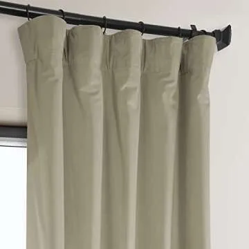HPD Half Price Drapes Heritage Plush Velvet Curtains 96 Inches Long Room Darkening Curtains for Bedroom & Living Room 50W x 96L, (1 Panel), Light Beige