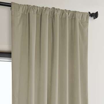 HPD Half Price Drapes Heritage Plush Velvet Curtains 96 Inches Long Room Darkening Curtains for Bedroom & Living Room 50W x 96L, (1 Panel), Light Beige