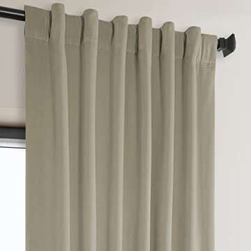 HPD Half Price Drapes Heritage Plush Velvet Curtains 96 Inches Long Room Darkening Curtains for Bedroom & Living Room 50W x 96L, (1 Panel), Light Beige