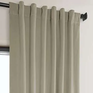 HPD Half Price Drapes Heritage Plush Velvet Curtains 96 Inches Long Room Darkening Curtains for Bedroom & Living Room 50W x 96L, (1 Panel), Light Beige