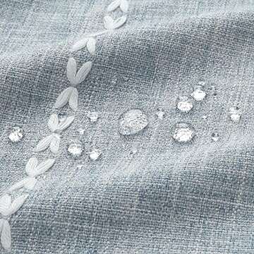 MitoVilla Blue Boho Fabric Shower Curtain, Modern Farmhouse Cotton Linen Shower Curtains for Vintage Rustic Bathroom Decor, Country Tassel Thick Cloth Shower Curtain, 72 x 72