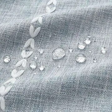 MitoVilla Blue Boho Fabric Shower Curtain, Modern Farmhouse Cotton Linen Shower Curtains for Vintage Rustic Bathroom Decor, Country Tassel Thick Cloth Shower Curtain, 72 x 72