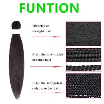 Braiding Hair Pre stretched 16inch 8packs Pre stretched Braiding Hair Crochet Braids Hair Yaki Braiding Hair Extension (#4, 16inch,8pcs)