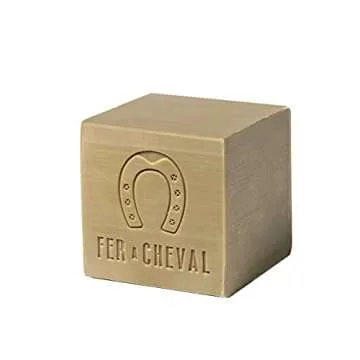 Fer à Cheval Pure Olive Oil Marseille Soap Cube - Natural & Hypoallergenic Artisan Crafted Cleanser for Skin & Home, 300g/10.58oz