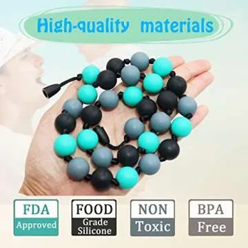 Sensory Chew Necklace for Kids, Chewy Necklaces 2Pcs for Boys and Girls with Autism ADHD SPD, Silicone Fidget Necklace for Toddler Teens to Reduces Anxiety and Stress