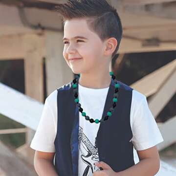 Sensory Chew Necklace for Kids, Chewy Necklaces 2Pcs for Boys and Girls with Autism ADHD SPD, Silicone Fidget Necklace for Toddler Teens to Reduces Anxiety and Stress