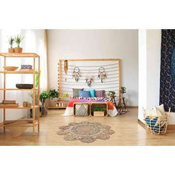 Green Decore Handmade Braided Round Natural Fiber Jute Rug (Banaras Natural, 5 feet Diameter)